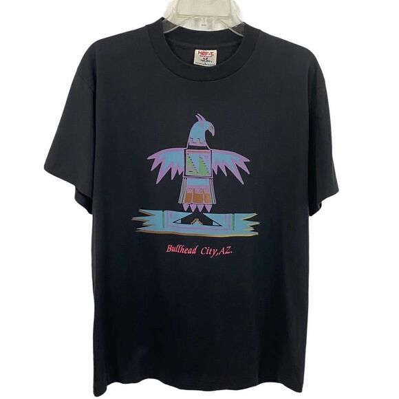 Vintage HEF-T Bullhead City AZ. Aztec Thunderbird T-Shirt Size Large Unisex - Picture 1 of 6